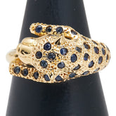 K18YG イエローゴールド サファイア ダイヤ パンサー 豹 リング 指輪 レディース 9.5号 【中古】